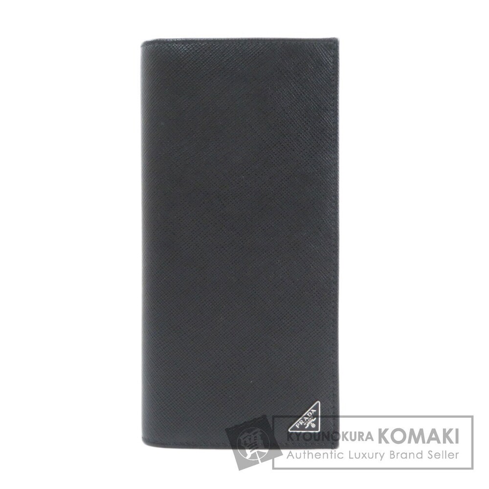 Prada Logo Plate Long Wallet Leather